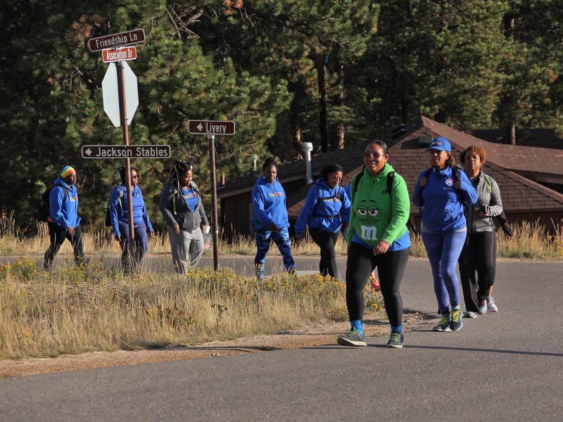 In 2018, GirlTrek members gathered for a weekend retreat in Rocky Mountain National Park as part of their #StressProtest. In 2018, GirlTrek members gathered for a weekend retreat in Rocky Mountain National Park as part of their #StressProtest.