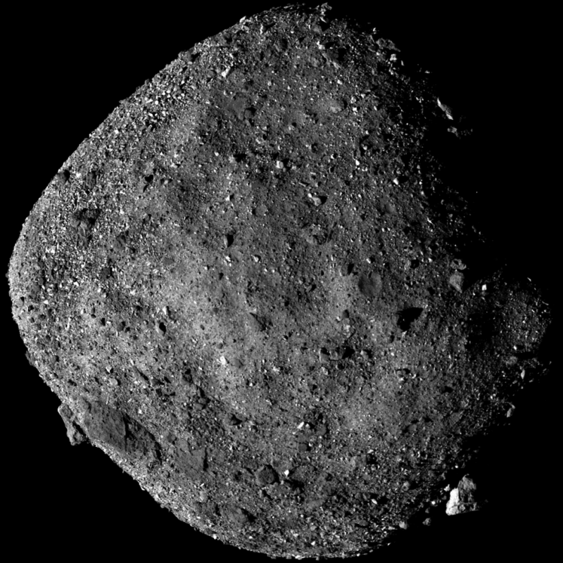 This image of Bennu, taken from a range of 15 miles, shows its unexpectedly rough and rocky surface. This image of Bennu, taken from a range of 15 miles, shows its unexpectedly rough and rocky surface.