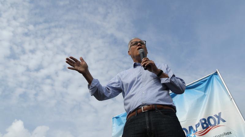 Washington Gov. Jay Inslee at the Iowa State Fair in Des Moines earlier this month. Washington Gov. Jay Inslee at the Iowa State Fair in Des Moines earlier this month.