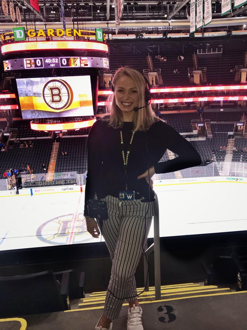 Allie Clancy, an aspiring TV producer, had to cut short her dream internship at Boston's TD Garden arena. "I'm trying to get used to the idea that I might not get a job in my field for a little while. Allie Clancy, an aspiring TV producer, had to cut short her dream internship at Boston's TD Garden arena. "I'm trying to get used to the idea that I might not get a job in my field for a little while.