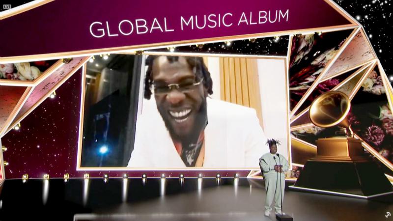 Burna Boy accepted the Best Global Music Album award for 'Twice as Tall' from Chika at the Grammy awards on March 14. His acceptance speech was dedicated to all of Africa. Burna Boy accepted the Best Global Music Album award for 'Twice as Tall' from Chika at the Grammy awards on March 14. His acceptance speech was dedicated to all of Africa.
