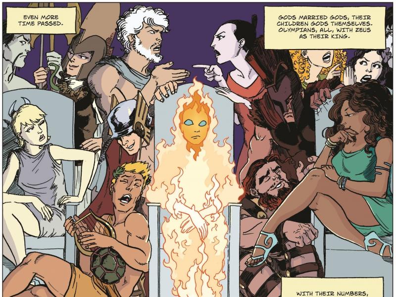 Graphic novelist George O'Connor treats the Olympians as both a family and as distinct gods and goddesses, each with their own personality. Graphic novelist George O'Connor treats the Olympians as both a family and as distinct gods and goddesses, each with their own personality.