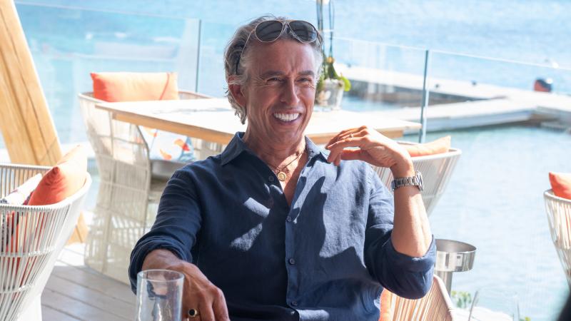 Sir Richard McCreadie (Steve Coogan) displays the veneer(s) of pleasantness in Michael Winterbottom's Greed. Sir Richard McCreadie (Steve Coogan) displays the veneer(s) of pleasantness in Michael Winterbottom's Greed.