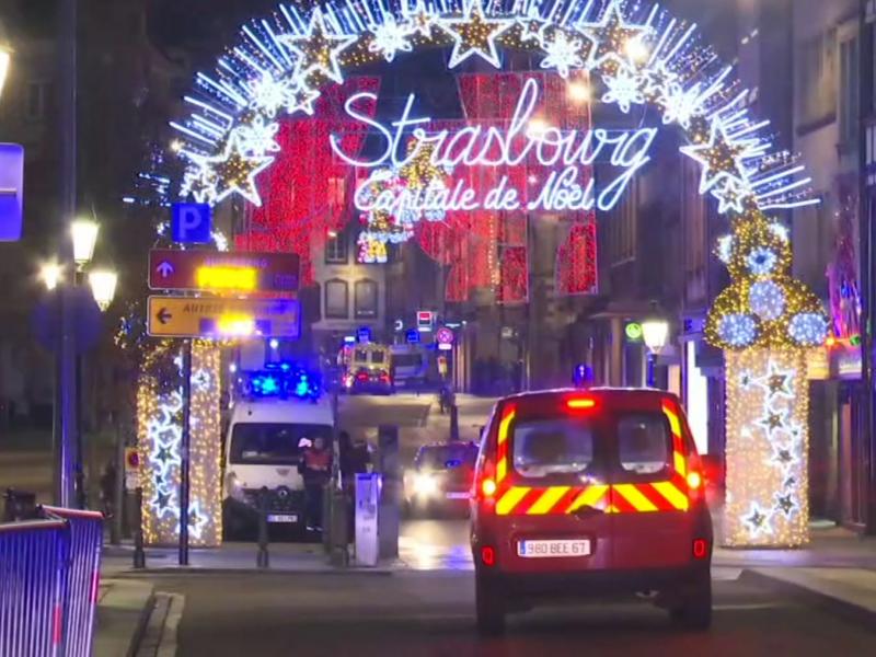 French emergency services arrive at a Christmas market in Strasbourg, France, after a gunman killed at least three people and wounded nearly a dozen more. French emergency services arrive at a Christmas market in Strasbourg, France, after a gunman killed at least three people and wounded nearly a dozen more.