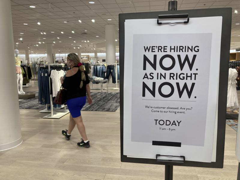 A Nordstrom store is looking for employees last month in Coral Gables, Fla. Citing a severe shortage of workers, half of the nation's governors have decided to end extra federal jobless benefits months early. A Nordstrom store is looking for employees last month in Coral Gables, Fla. Citing a severe shortage of workers, half of the nation's governors have decided to end extra federal jobless benefits months early.
