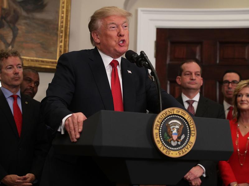 President Trump talks Thursday about an executive order to ease the way for groups of employers to offer health insurance. Later, the administration said it would halt subsidy payments to insurers. President Trump talks Thursday about an executive order to ease the way for groups of employers to offer health insurance. Later, the administration said it would halt subsidy payments to insurers.