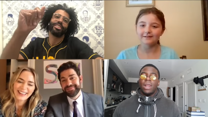 Clockwise from top left: Daveed Diggs, 9-year-old Aubrey, Okieriete Onaodowan, John Krasinski and Emily Blunt. Clockwise from top left: Daveed Diggs, 9-year-old Aubrey, Okieriete Onaodowan, John Krasinski and Emily Blunt.