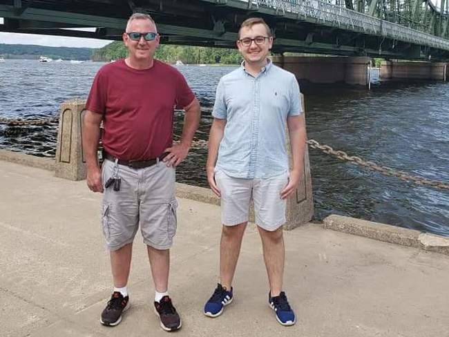 Tyler Skluzacek (right) helped develop a smartwatch app to help disrupt his father Patrick's nightmares. The app recently won approval from the Food and Drug Administration. Tyler Skluzacek (right) helped develop a smartwatch app to help disrupt his father Patrick's nightmares. The app recently won approval from the Food and Drug Administration.