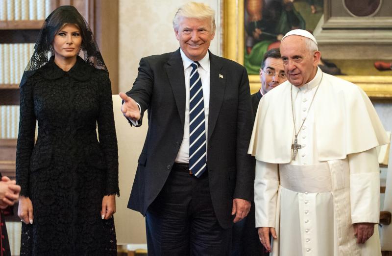 President Trump and first lady Melania Trump meet with Pope Francis on Wednesday at the Apostolic Palace in Vatican City. President Trump and first lady Melania Trump meet with Pope Francis on Wednesday at the Apostolic Palace in Vatican City.