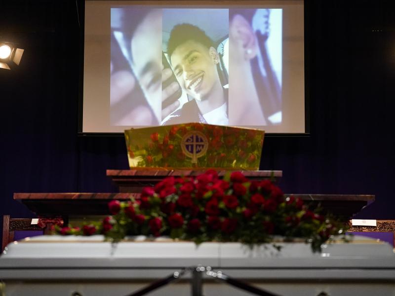 Family images play on a screen before funeral services for Daunte Wright at Shiloh Temple International Ministries in Minneapolis on Thursday. Family images play on a screen before funeral services for Daunte Wright at Shiloh Temple International Ministries in Minneapolis on Thursday.
