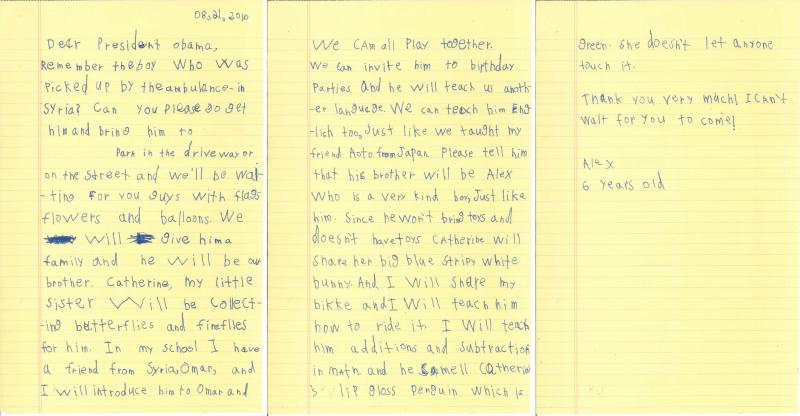 he will be our brother boy 6 asks obama to bring syrian boy to letter to obama