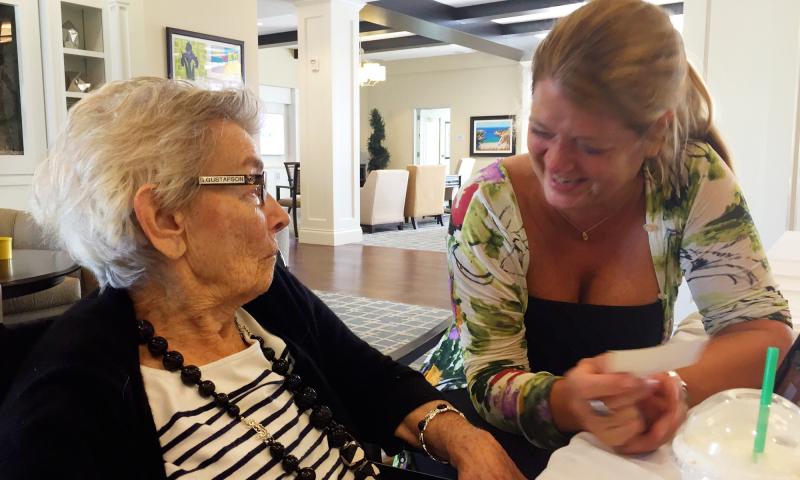 Nancy Gustafson (right), an opera singer, used singing to reconnect with her mother, Susan Gustafson, who had dementia and was barely talking. She says her mom started joking and laughing with her again after they sang together. Nancy Gustafson (right), an opera singer, used singing to reconnect with her mother, Susan Gustafson, who had dementia and was barely talking. She says her mom started joking and laughing with her again after they sang together.