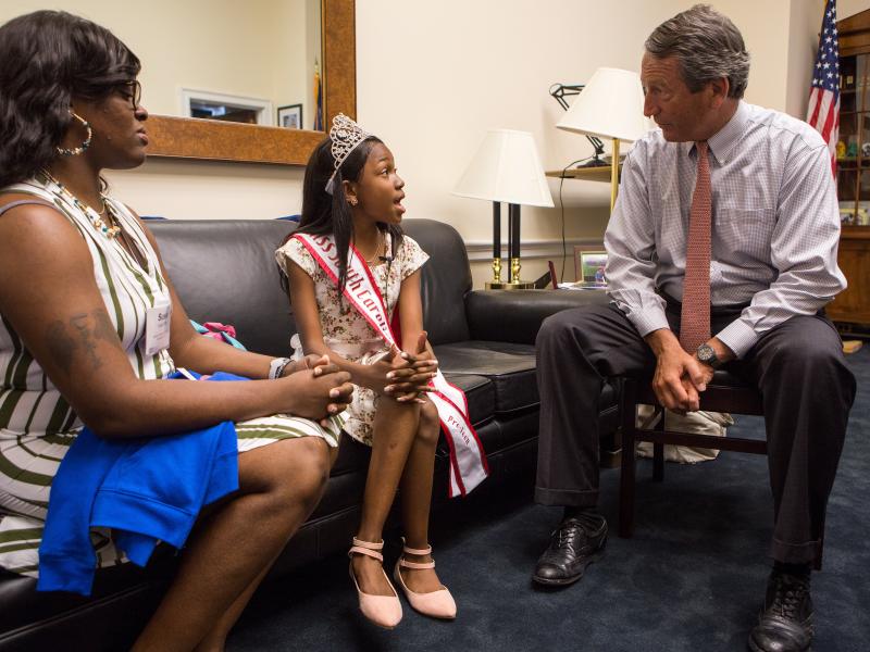 Sanford, who opposed the House version of the health care bill, tells Tymia: "I hear you loud and clear on the Medicaid front." Sanford, who opposed the House version of the health care bill, tells Tymia: "I hear you loud and clear on the Medicaid front."