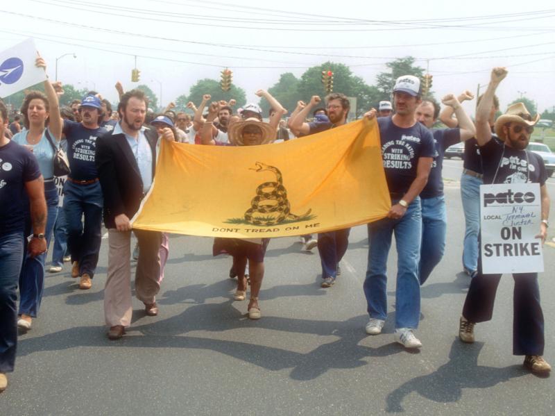 Striking members of the Professional Air Traffic Controllers Organization hold a rally on Aug. 6, 1981, on Long Island, N.Y. Nearly 13,000 air-traffic controllers walked off the job and most were fired by President Ronald Reagan after refusing to return t Striking members of the Professional Air Traffic Controllers Organization hold a rally on Aug. 6, 1981, on Long Island, N.Y. Nearly 13,000 air-traffic controllers walked off the job and most were fired by President Ronald Reagan after refusing to return t