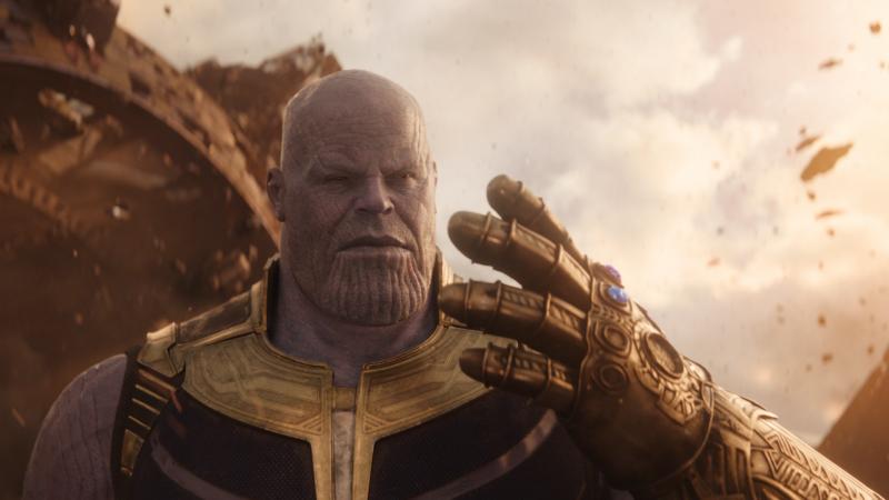 Ya Got The Stones For This? Thanos (Josh Brolin) blithely ignores Coco Chanel's advice on accessorizing — so you know he's evil — in Marvel's Avengers: Infinity War. Ya Got The Stones For This? Thanos (Josh Brolin) blithely ignores Coco Chanel's advice on accessorizing — so you know he's evil — in Marvel's Avengers: Infinity War.