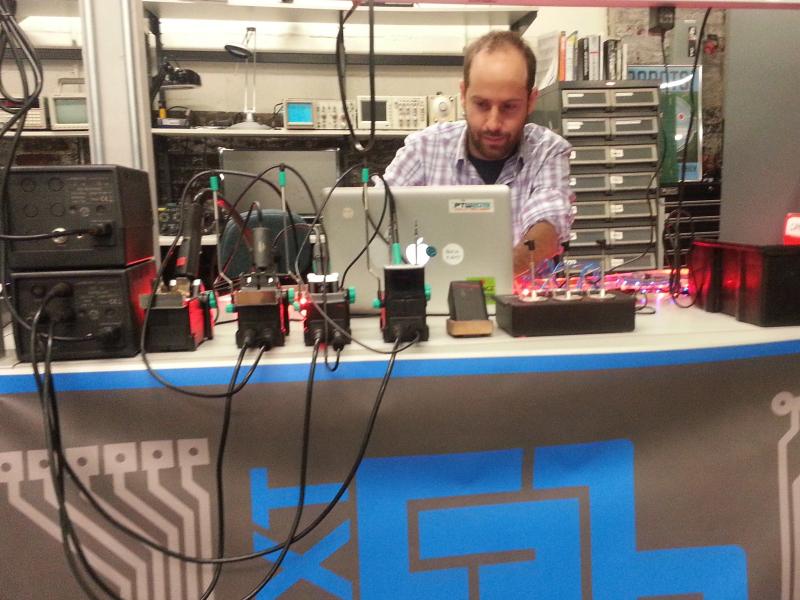 A member works in the electronics lab at NextFab Studios in Philadelphia. Members pay for access to computers and high-end machines like laser cutters and 3-D printers. A member works in the electronics lab at NextFab Studios in Philadelphia. Members pay for access to computers and high-end machines like laser cutters and 3-D printers.