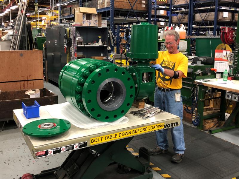 A worker assembles an industrial valve at Emerson Electric Co.'s factory in Marshalltown, Iowa. The manufacturing sector has seen a slowdown amid the ongoing trade war. A worker assembles an industrial valve at Emerson Electric Co.'s factory in Marshalltown, Iowa. The manufacturing sector has seen a slowdown amid the ongoing trade war.