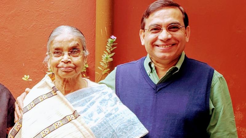Manas Ray and his mother in 2019, the last time he was in India. Manas Ray and his mother in 2019, the last time he was in India.