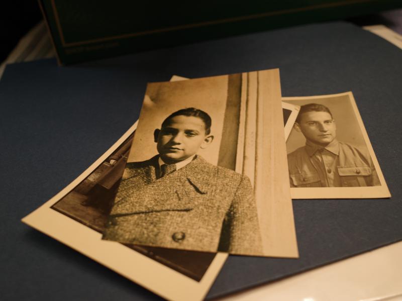 A photograph of Vladimir Munk, (center), taken in March 1938 before the Nazis invaded Czechoslovakia. After being imprisoned in concentration camps for years, Munk returned to his hometown of Pardubice, Czechoslovakia in May 1945 (right). A photograph of Vladimir Munk, (center), taken in March 1938 before the Nazis invaded Czechoslovakia. After being imprisoned in concentration camps for years, Munk returned to his hometown of Pardubice, Czechoslovakia in May 1945 (right).
