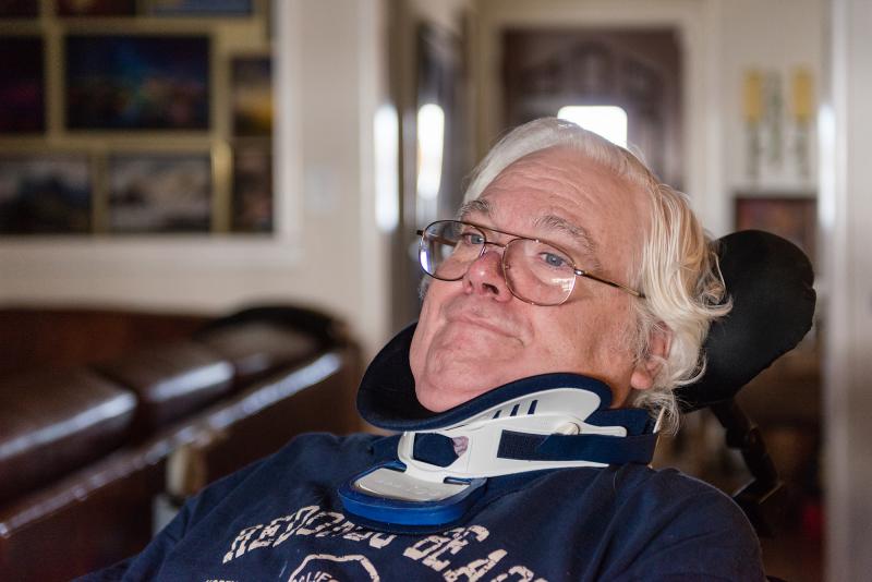 Colin Campbell, shown last month in his home near Los Angeles, was diagnosed with Lou Gehrig's disease — ALS — eight years ago. He gets Medicare because of his disability, but was incorrectly told by several agencies that he couldn't use it for home c Colin Campbell, shown last month in his home near Los Angeles, was diagnosed with Lou Gehrig's disease — ALS — eight years ago. He gets Medicare because of his disability, but was incorrectly told by several agencies that he couldn't use it for home c