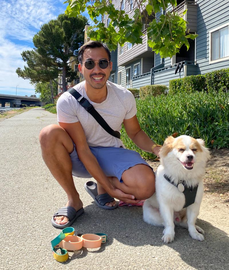 Justinian Huang with his dog Swagger in California. Justinian Huang with his dog Swagger in California.