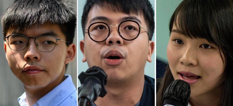 File photos shows Hong Kong pro-democracy activist Joshua Wong (from left), activist Ivan Lam and then-student activist Agnes Chow. The three were sentenced in Hong Kong on Wednesday for their roles in leading last year's anti-government protests. File photos shows Hong Kong pro-democracy activist Joshua Wong (from left), activist Ivan Lam and then-student activist Agnes Chow. The three were sentenced in Hong Kong on Wednesday for their roles in leading last year's anti-government protests.