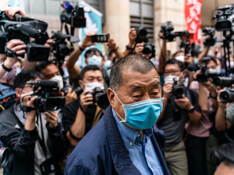 Hong Kong media tycoon Jimmy Lai arrives at a magistrate court this spring. Lai has been arrested multiple times this year, most recently earlier this month. Hong Kong media tycoon Jimmy Lai arrives at a magistrate court this spring. Lai has been arrested multiple times this year, most recently earlier this month.