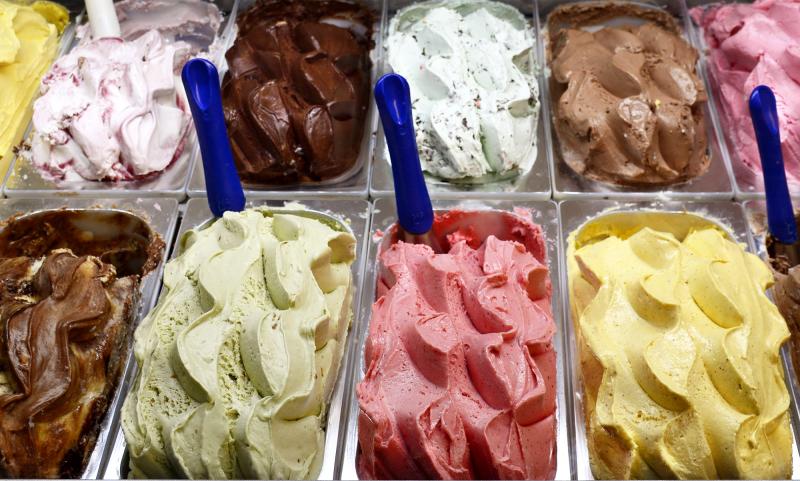 A colorful selection of gelato flavors for sale at a shop in Florence, Italy. A colorful selection of gelato flavors for sale at a shop in Florence, Italy.