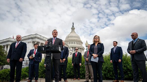 House Minority Leader Rep. Kevin McCarthy, R-Calif., speaks during a news conference outside the U.S. Capitol about lawsuit he and other Republican leaders filed against House Speaker Nancy Pelosi and congressional officials in an effort to block the Hou House Minority Leader Rep. Kevin McCarthy, R-Calif., speaks during a news conference outside the U.S. Capitol about lawsuit he and other Republican leaders filed against House Speaker Nancy Pelosi and congressional officials in an effort to block the Hou