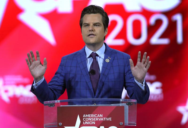 U.S. Rep. Matt Gaetz, R-Fla., seen here at the Conservative Political Action Conference in February, confirms he's under investigation by the Justice Department but denies the allegations tied to the inquiry. U.S. Rep. Matt Gaetz, R-Fla., seen here at the Conservative Political Action Conference in February, confirms he's under investigation by the Justice Department but denies the allegations tied to the inquiry.