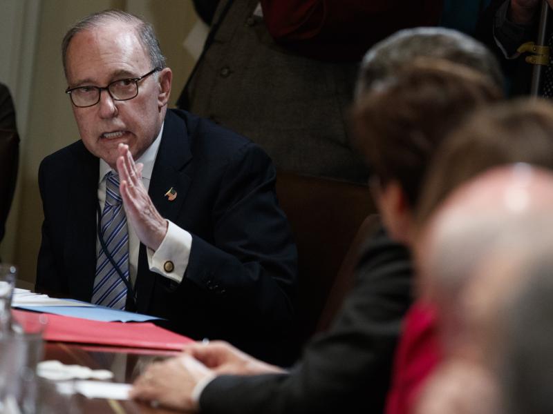 White House chief economic adviser Larry Kudlow speaks during a meeting between President Donald Trump and governors and lawmakers at the White House in April 2018. White House chief economic adviser Larry Kudlow speaks during a meeting between President Donald Trump and governors and lawmakers at the White House in April 2018.