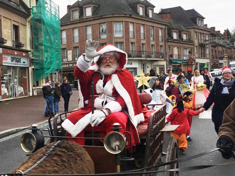 Retired American photographer Tom Haley, 66, portrays Santa during a pageant in Normandy. Retired American photographer Tom Haley, 66, portrays Santa during a pageant in Normandy.