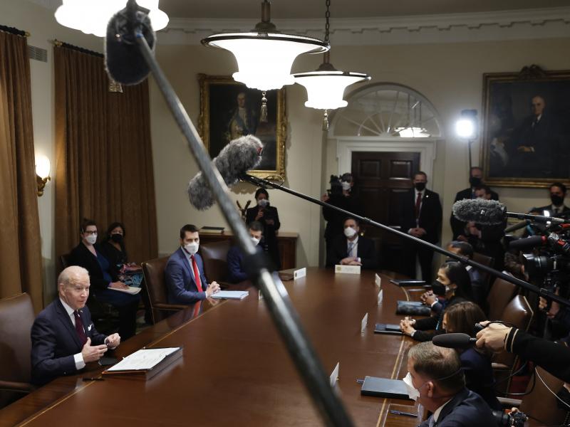 President Biden planned to talk about infrastructure on the anniversary of his inauguration. But first, he had to clean up some comments he had made about Russia and Ukraine. President Biden planned to talk about infrastructure on the anniversary of his inauguration. But first, he had to clean up some comments he had made about Russia and Ukraine.