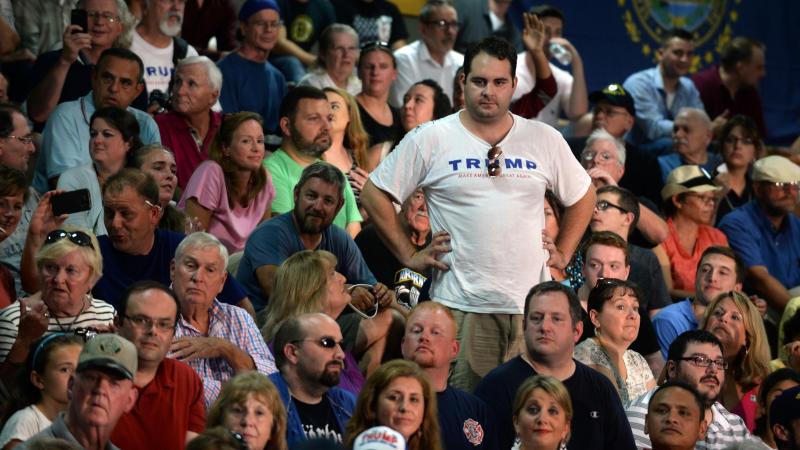 A Donald Trump supporter at a rally in Rochester, N.H. A Donald Trump supporter at a rally in Rochester, N.H.