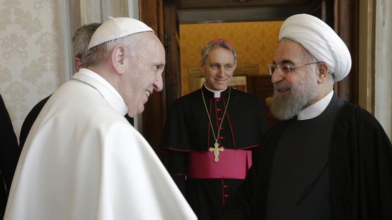 Pope Francis welcomes Iranian President Hassan Rouhani at the Vatican on Jan. 26. The pope has been extremely active in global political affairs and has often been critical of the West. Pope Francis welcomes Iranian President Hassan Rouhani at the Vatican on Jan. 26. The pope has been extremely active in global political affairs and has often been critical of the West.