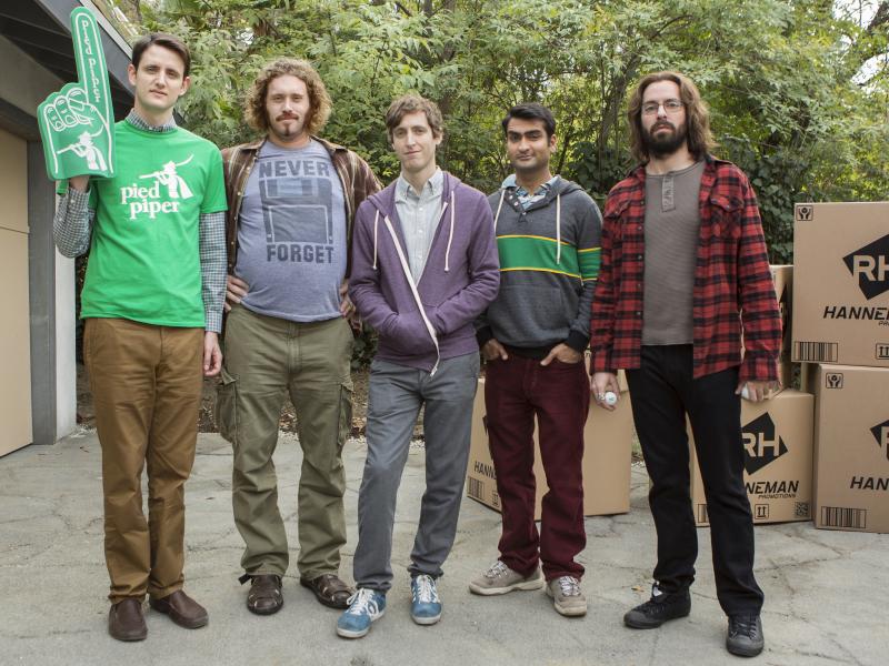 Zach Woods, T.J. Miller, Thomas Middleditch, Kumail Nanjiani, and Martin Starr. Zach Woods, T.J. Miller, Thomas Middleditch, Kumail Nanjiani, and Martin Starr.
