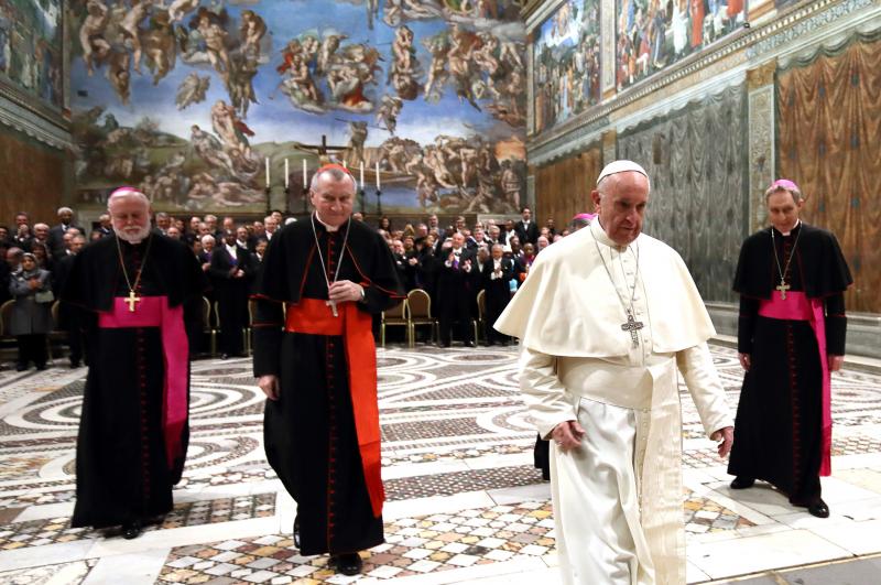 Pope Francis spoke to the ambassadors to the Holy See at the Sistine Chapel on Monday. Pope Francis spoke to the ambassadors to the Holy See at the Sistine Chapel on Monday.