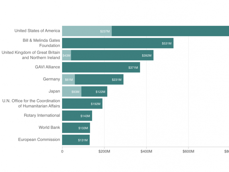 Chart showing top 10 contributors to WHO Chart showing top 10 contributors to WHO