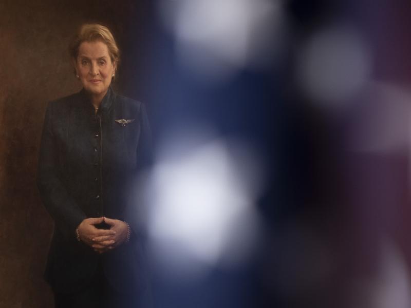 A portrait of former Secretary of State Madeleine Albright hangs in the State Department's Treaty Room, in Washington, D.C, on Feb. 27, 2020. A portrait of former Secretary of State Madeleine Albright hangs in the State Department's Treaty Room, in Washington, D.C, on Feb. 27, 2020.