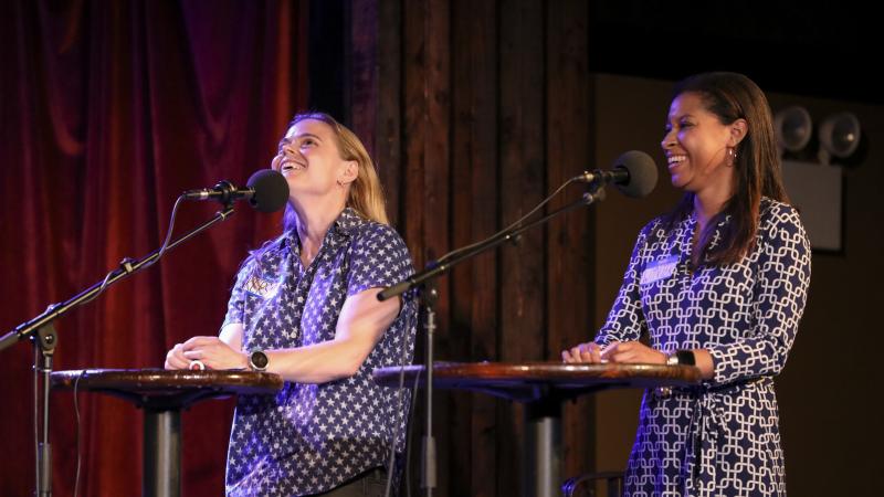 Contestants Kerstin Nordstrom and Wynter Chatman appear on Ask Me Another at the Bell House in Brooklyn, New York. Contestants Kerstin Nordstrom and Wynter Chatman appear on Ask Me Another at the Bell House in Brooklyn, New York.
