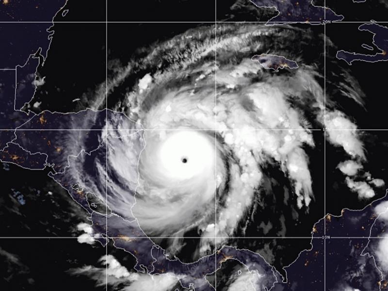 This satellite image made available by NOAA shows Hurricane Iota in the North Atlantic Ocean on Monday, at 07:11 EST. This satellite image made available by NOAA shows Hurricane Iota in the North Atlantic Ocean on Monday, at 07:11 EST.