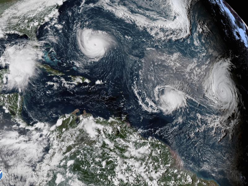 Three hurricanes form in the Atlantic in September 2018. Forecasters predict three to six major hurricanes during the 2020 season, which is above average. Three hurricanes form in the Atlantic in September 2018. Forecasters predict three to six major hurricanes during the 2020 season, which is above average.