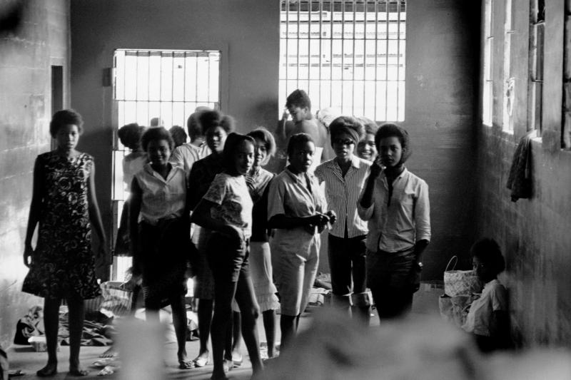 In August 1963, African-American girls were held in a Georgia stockade after being arrested for demonstrating segregation. Left to right: Melinda Jones Williams (13), Laura Ruff Saunders (13), Mattie Crittenden Reese, Pearl Brown, Carol Barner Seay (12), In August 1963, African-American girls were held in a Georgia stockade after being arrested for demonstrating segregation. Left to right: Melinda Jones Williams (13), Laura Ruff Saunders (13), Mattie Crittenden Reese, Pearl Brown, Carol Barner Seay (12),