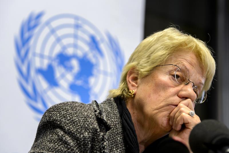 Carla Del Ponte, a former United Nations prosecutor and member of a U.N.-mandated commission of inquiry on the Syria conflict, at a 2013 press conference in Geneva. Carla Del Ponte, a former United Nations prosecutor and member of a U.N.-mandated commission of inquiry on the Syria conflict, at a 2013 press conference in Geneva.