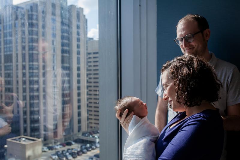 Reporter Jenny Gold and her husband, Alex Gourse, with their newborn son at Prentice Women's Hospital in Chicago two days after his birth. Reporter Jenny Gold and her husband, Alex Gourse, with their newborn son at Prentice Women's Hospital in Chicago two days after his birth.