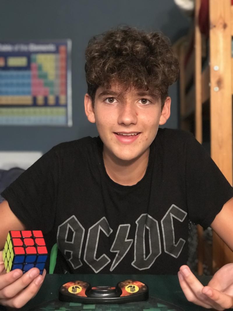 Pablo Hortal with his Rubik's Cube Pablo Hortal solving a Rubik's Cube