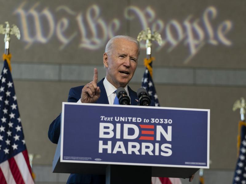 Democratic presidential candidate Joe Biden speaks about the future of the Supreme Court at the Constitution Center in Philadelphia on Sunday. Democratic presidential candidate Joe Biden speaks about the future of the Supreme Court at the Constitution Center in Philadelphia on Sunday.