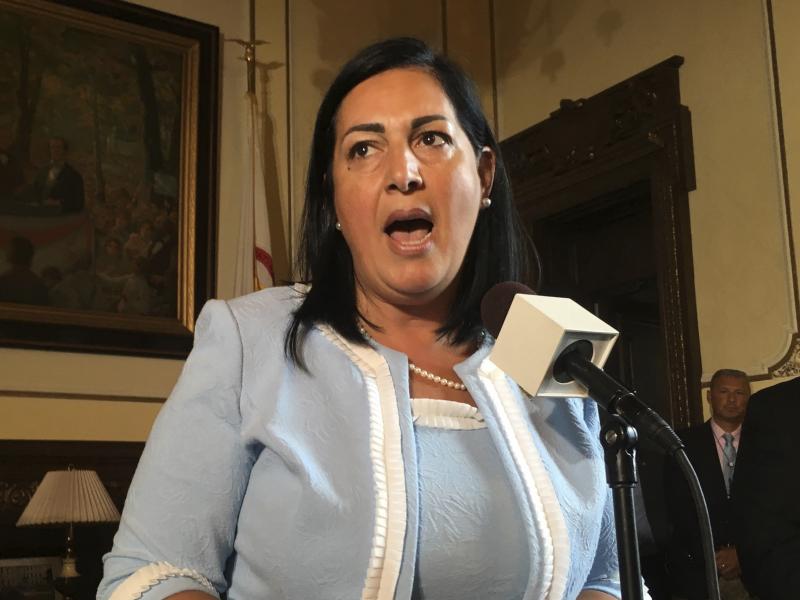 The Illinois Department of Veterans' Affairs, led by Linda Chapa LaVia, shown here in 2018, has ordered an independent investigation into a coronavirus outbreak at a veterans' home. The Illinois Department of Veterans' Affairs, led by Linda Chapa LaVia, shown here in 2018, has ordered an independent investigation into a coronavirus outbreak at a veterans' home.