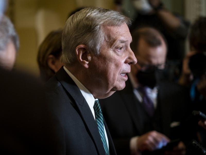 Sen. Dick Durbin, D-Ill., says he believes the Senate will pass President Biden's spending bill before the end of the year. The House passed the bill on Friday, sending it to the 50-50 Senate. Sen. Dick Durbin, D-Ill., says he believes the Senate will pass President Biden's spending bill before the end of the year. The House passed the bill on Friday, sending it to the 50-50 Senate.