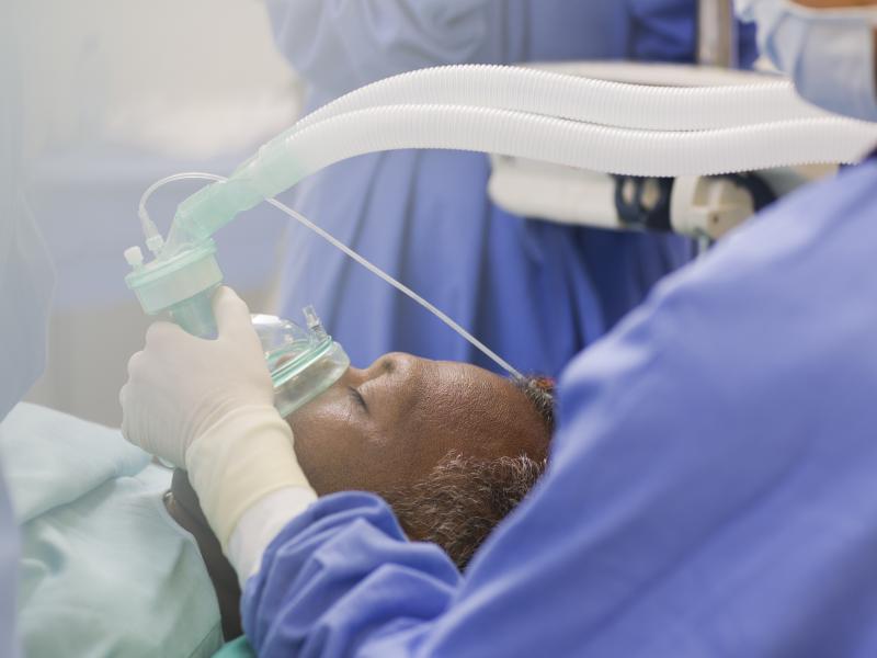 An anesthesiologist at work. An anesthesiologist at work.